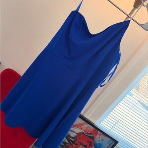 One-Shoulder Royal Blue Slip Dress